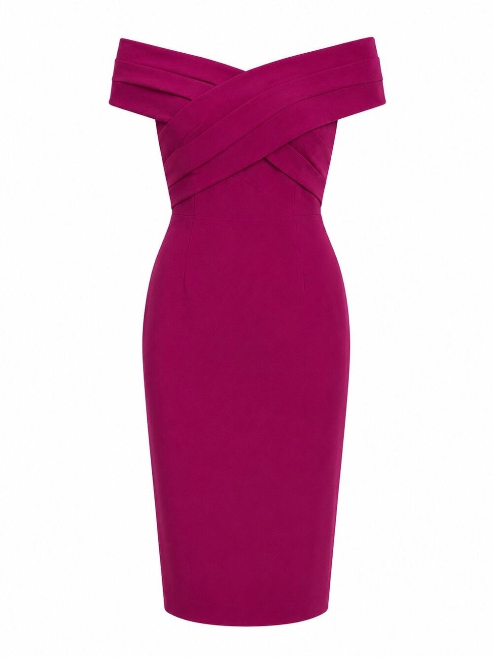 Lauren Ralph Lauren Crepe Off the Shoulder Cocktail Dress Plum Size 14